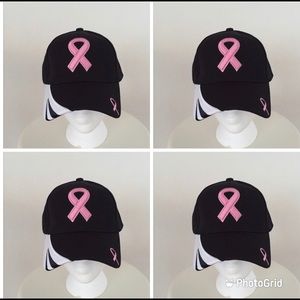 4 Breast Cancer Awareness Black Cap Hat